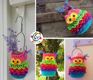 Hanging Owl Crochet Container