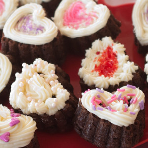 Chocolate Cake Hearts with Cream Cheese Frosting