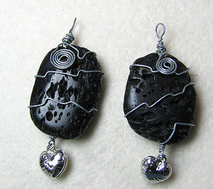 Black Lava Pendant Earrings