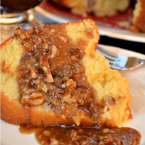 Pecan Pound Cake with Praline Sauce