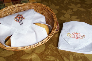 Vintage Embroidered Thanksgiving Bread Cloth