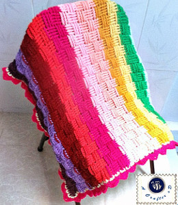 Rainbow Basketweave Baby Blanket