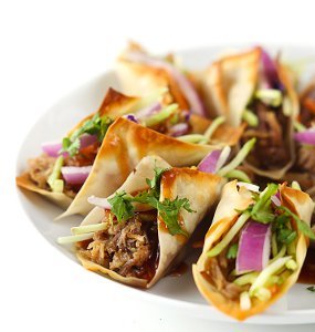 Hawaiin BBQ Pork Wonton Tacos