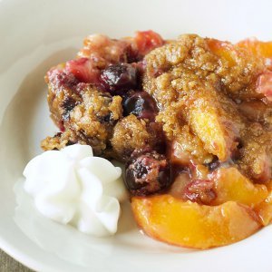 Sinfully Good Peach and Cherry Crumble