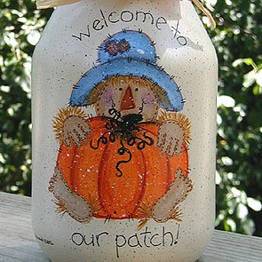 Pumpkin Patch Painted Jar