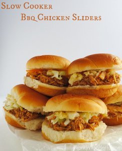 4-Ingredient BBQ Chicken Sliders with Pineapple Pepper Slaw