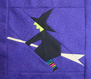 Witch with Stockings Quilt Block