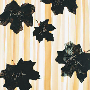 Spooky and Sophisticated Flying Leaf Escort Cards