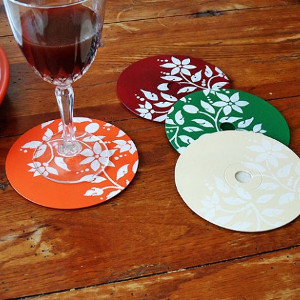 Pretty Stenciled Disc Coasters