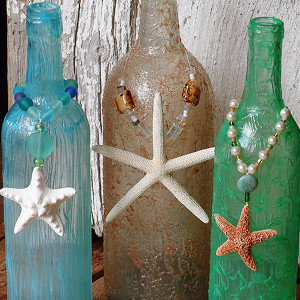 Old Textured Beach Bottles