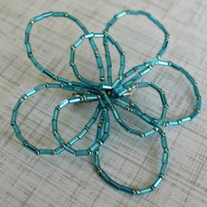 Blue Beaded Flower Pin