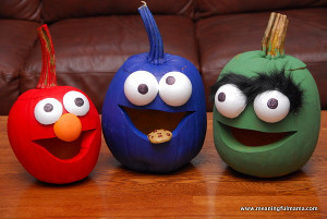 Sesame Street Painted Pumpkins