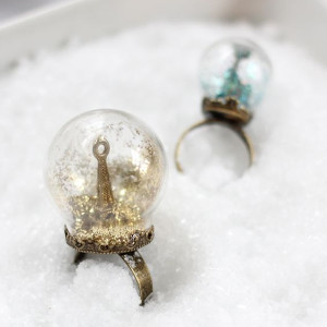 Snow Globe Glitter Rings