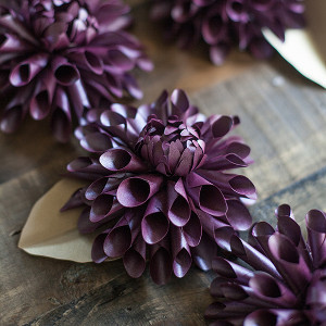 Rich Plum Paper Dahlias