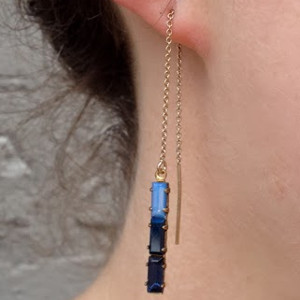 Blue Crystal Thread Earrings