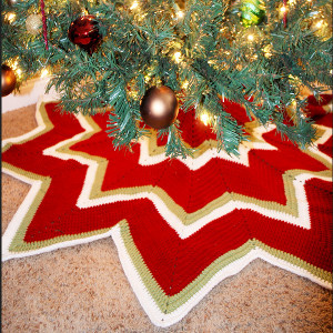 Twelve Pointed Star Christmas Tree Skirt | AllFreeCrochet.com