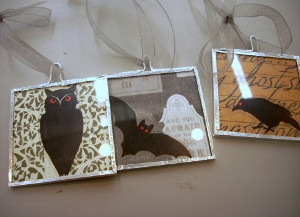 Paper and Glass Halloween Pendant Charms