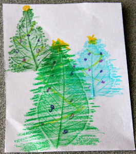 Leaf Rubbing Christmas Cards