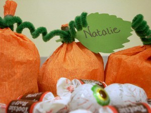 Crepe Paper Pumpkins Treat Holders