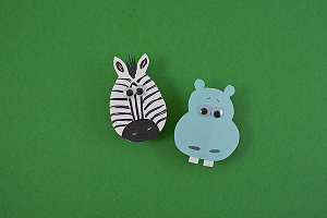 Clothespin Hippo and Zebra Magnets