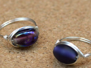 Moonlit Purple Wire Wrapped Rings