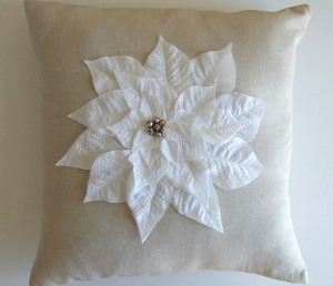 Chic Burlap Poinsettia Pillow