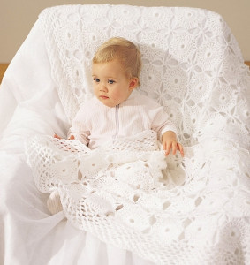 Precious Pearls Lace Baby Blanket