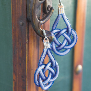 Blue Ice Coin Knot Earrings