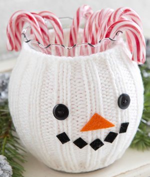 Smiling Snowman Jar Cozy