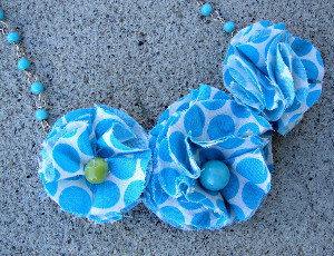 Fabric Flower Statement Necklace