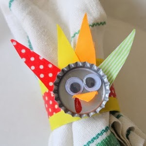 Bottle Cap Turkeys DIY Napkin Rings