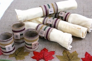 Burlap and Scrabble Tile DIY Napkin Rings