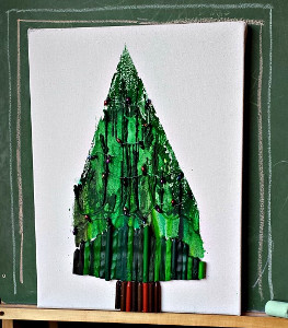 Christmas Tree Melted Crayon Art