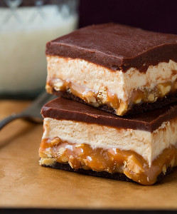 Layered Snickers Brownies