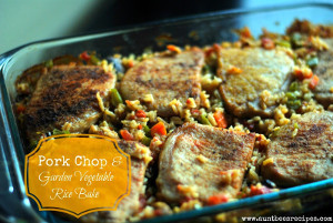 Pork Chop and Garden Vegetable Rice Bake 