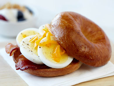 Microwave Egg, Bacon, 'n' Cheddar Bagel