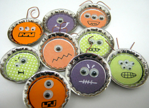 Spooky Bottle Cap Monsters