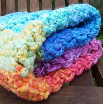 Technicolor Cable Crochet Baby Blanket full