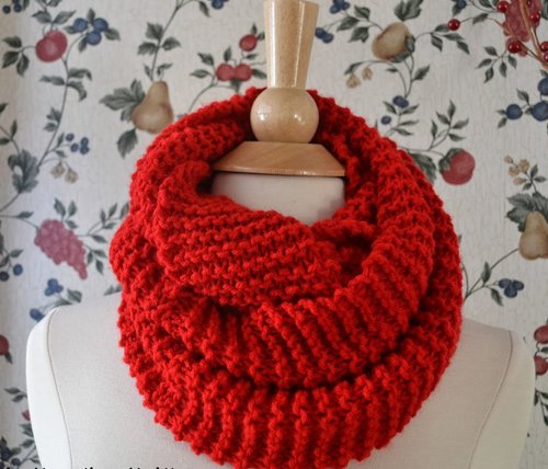 Basic Knit Infinity Scarf Allfreeknitting Com Basic Knit Infinity Scarf Allfreeknitting Com
