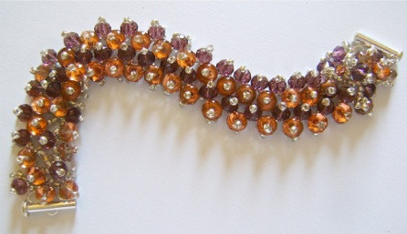 Peachy Crystal Lattice Weave Bracelet IR