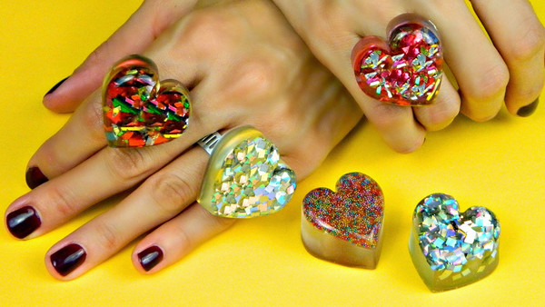 Glitter Heart Shaped Rings