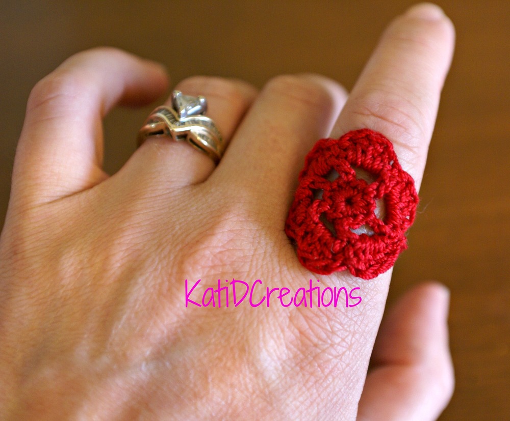 Handmade crochet Ring / cocktail Finger ring
