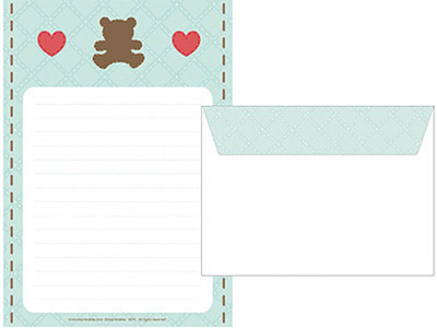 Printable Teddy Bear Paper and Envelope