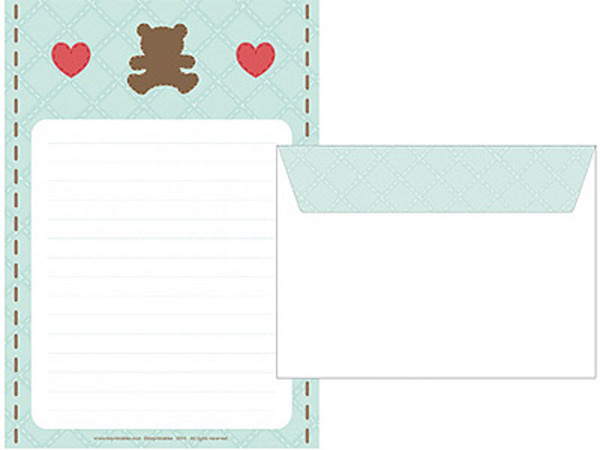 Printable Teddy Bear Writing Paper and Envelope IMR