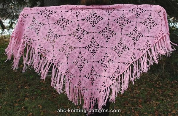 pink motif crochet shawl