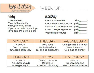 Printable Cleaning Schedule AllFreePaperCrafts Com