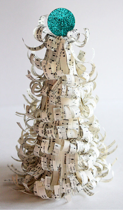 Curled Sheet Music Christmas Trees