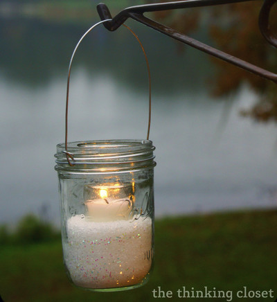 Shimmering Winter Mason Jar Lanterns