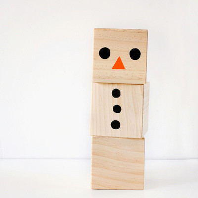 Simple Wooden Block Snowman
