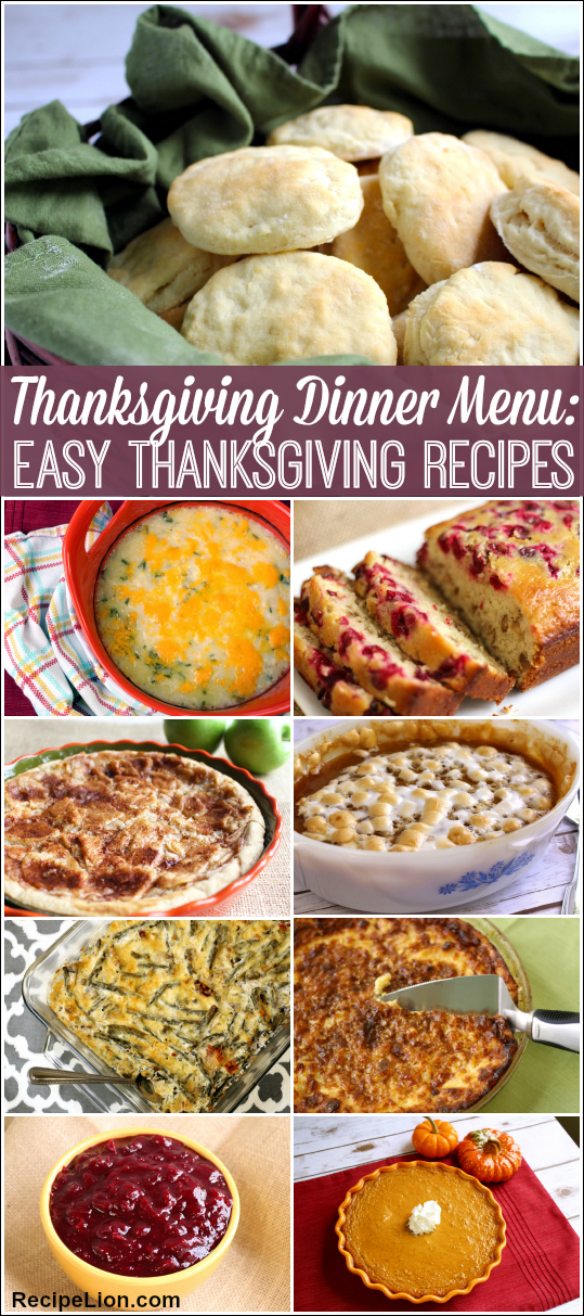Thanksgiving Dinner Menu: 22 Easy Thanksgiving Recipes | RecipeLion.com